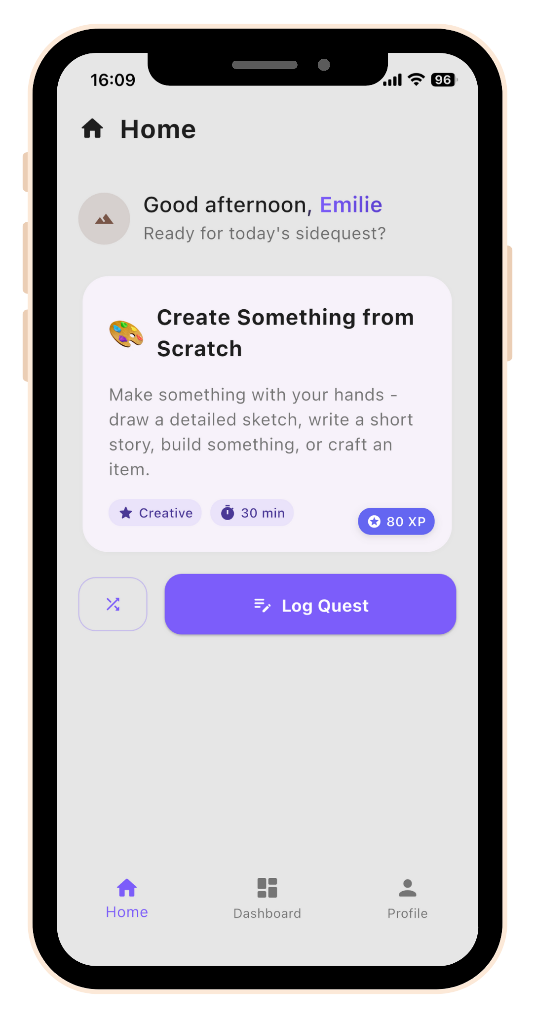 Sidequest Quest Card - Create Something from Scratch